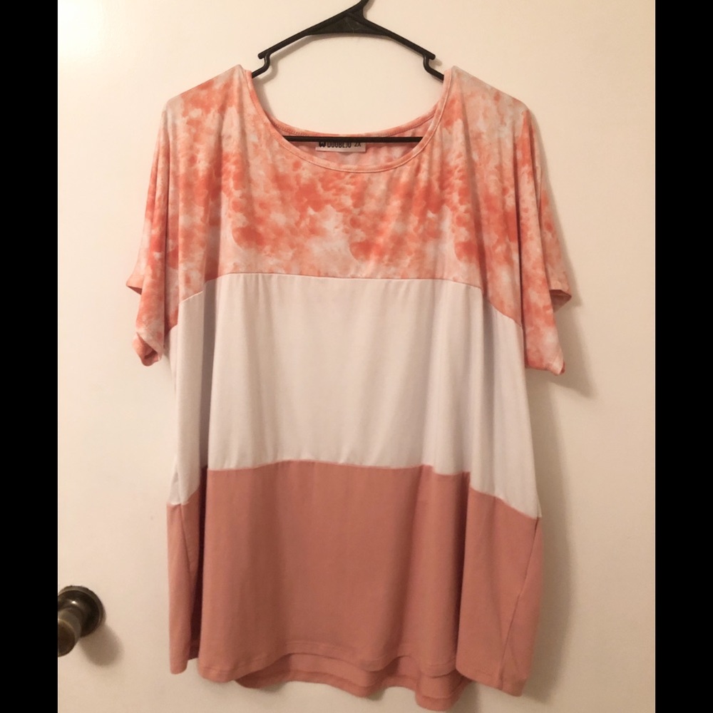 Tickled Teal Colorblock Tie Dye Short Sleeve Tunic